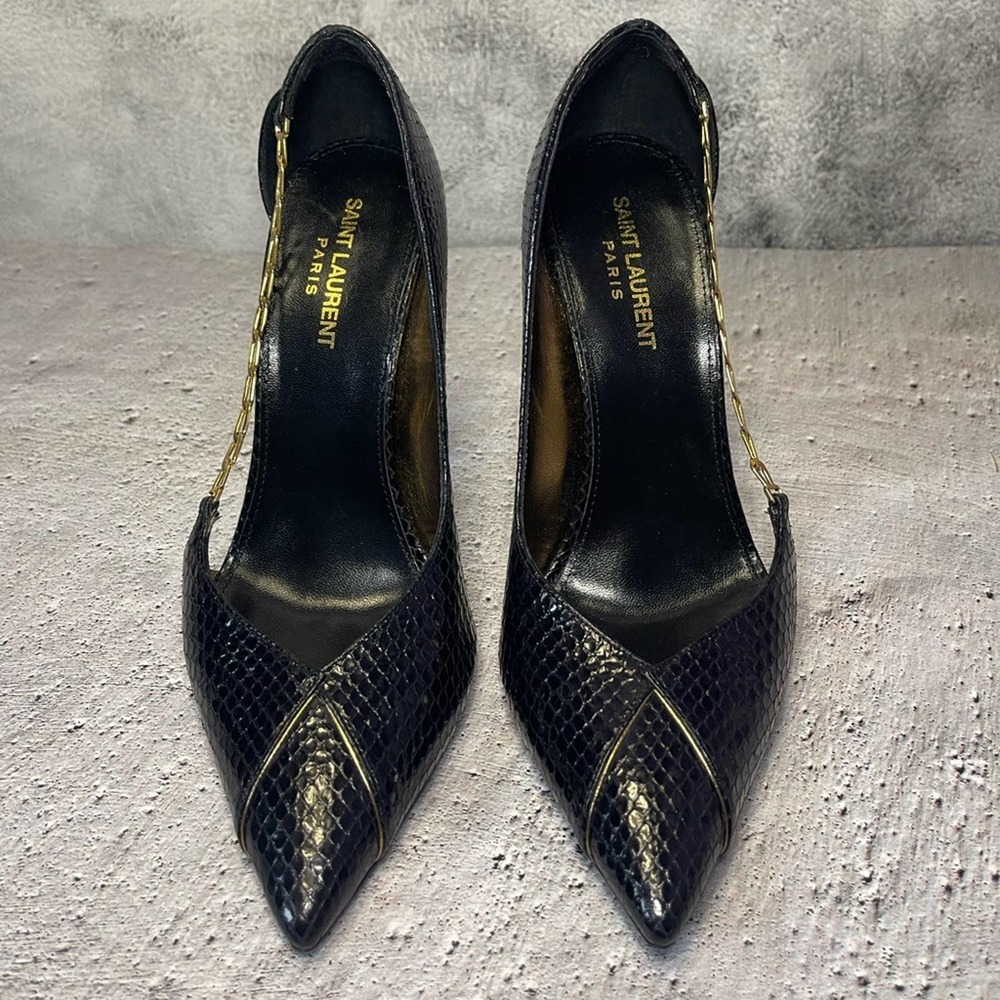 Saint Laurent Lola Lizard Embossed Leather Pump (8.5)